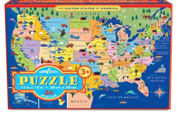 eeBoo USA United States Map - 20 JUMBO Piece Puzzle (11in x 15in)