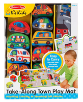 Melissa & Doug Take - Along Town Play Mat Colorful Storage Bag Set w 9 Soft Cars